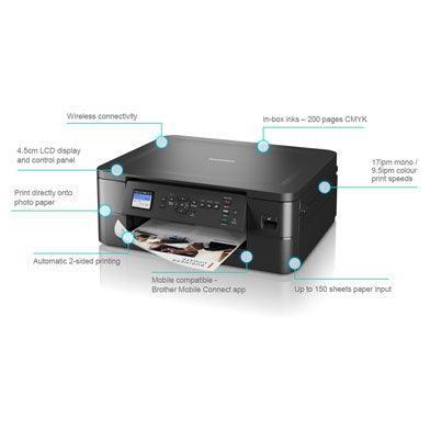 Brother DCP-J1050DW Multifunction Colour A4 Wireless Inkjet Printer Black-PCR Business Solutions Ltd