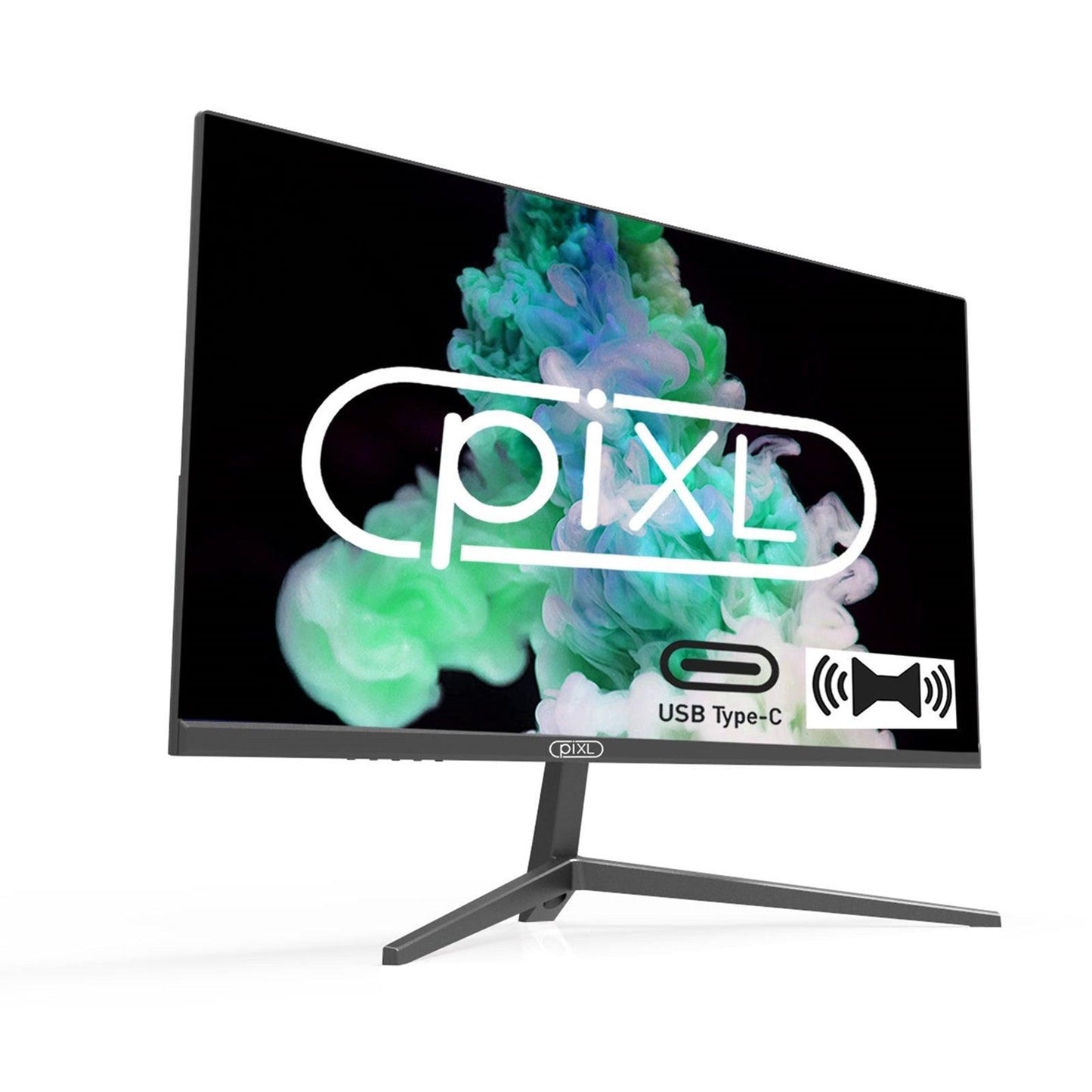piXL PX24IPUHDS 24 Inch Frameless IPS Monitor, Widescreen LCD Panel, 5ms Response Time, 75Hz Refresh Rate, Full HD 1920 x 1080, HDMI, Display Port, USB-C, Speakers 16.7 Million Colour Support, Black Finish-PCR Business Solutions Ltd